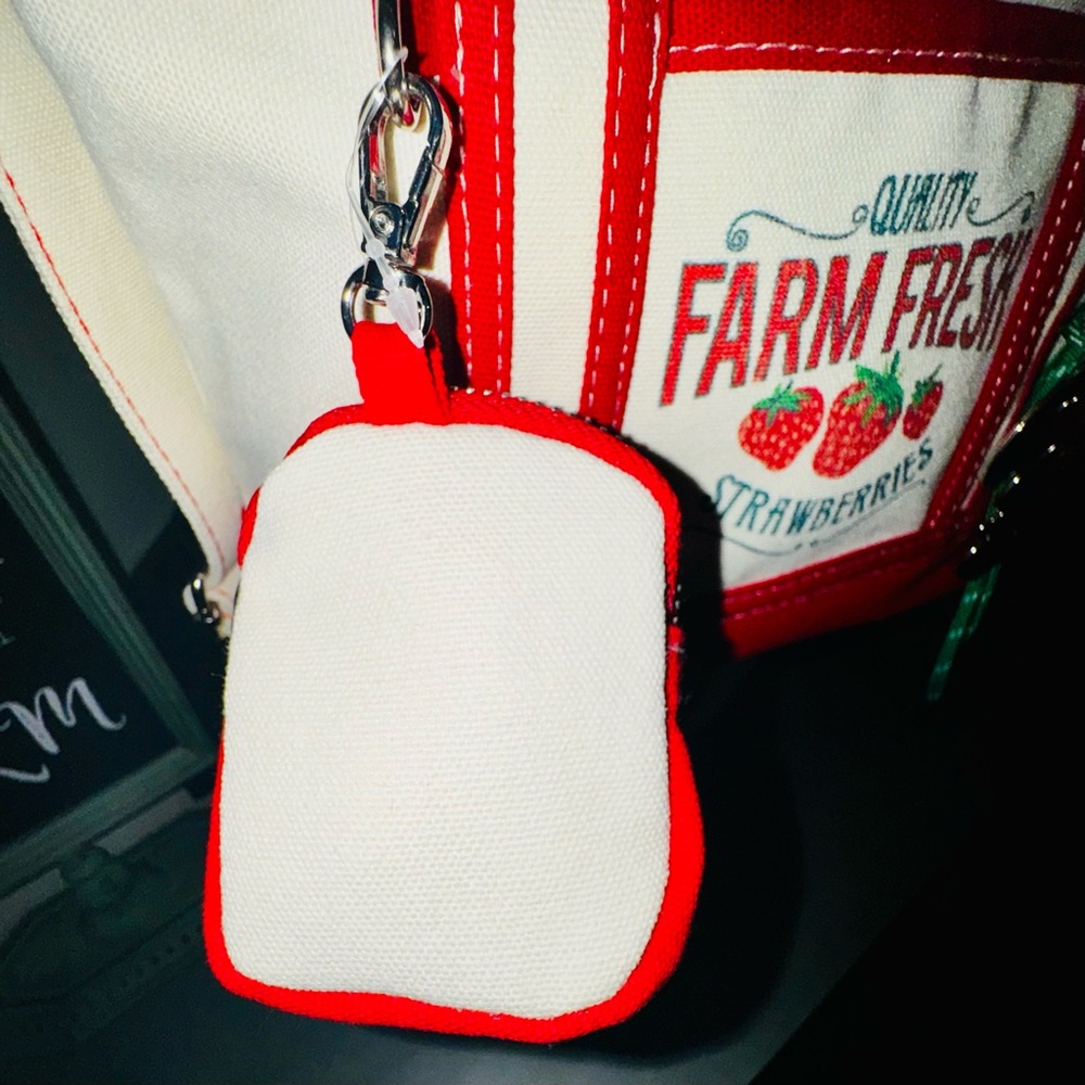Aeropostale Red & White Farm Fresh Tote crossbody Bag w coin purse & charms NWT - Picture 7 of 16
